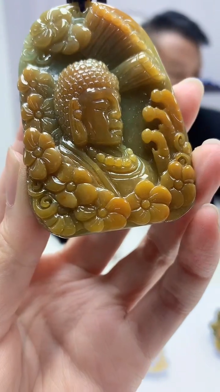 【闪购商品】定制翡翠未镶嵌4969zm-毛货挂件佛观天下189