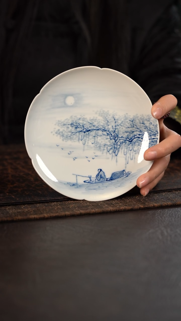 【闪购商品】杯215号HLX陶瓷写意山水小葵口壶承