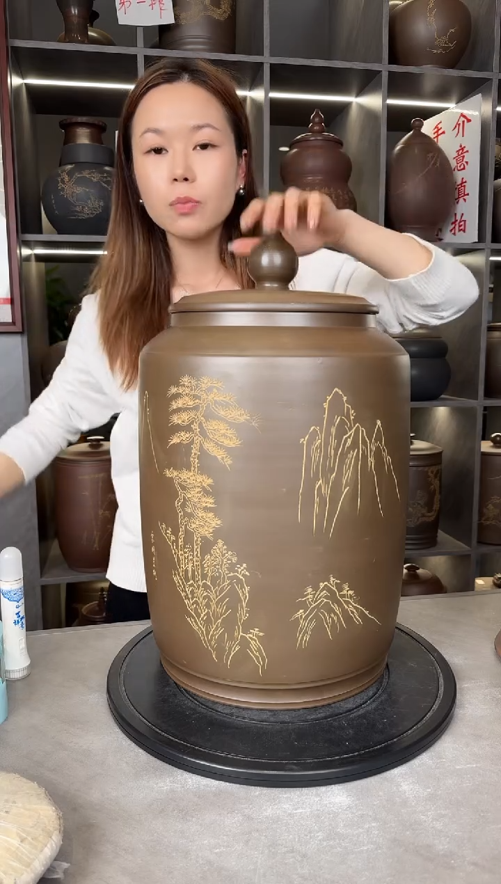 【闪购商品】罐本陶手作坭兴陶15-20斤茶叶罐底部微瑕