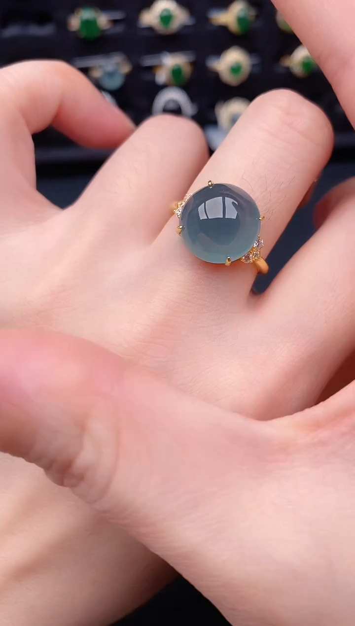 银S925镶嵌戒指翡翠天然a货翡翠222