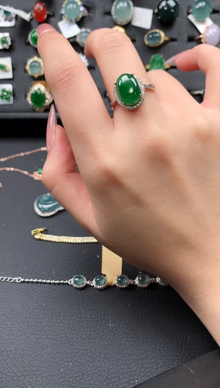 【闪购商品】翡翠戒指银S925镶嵌563141