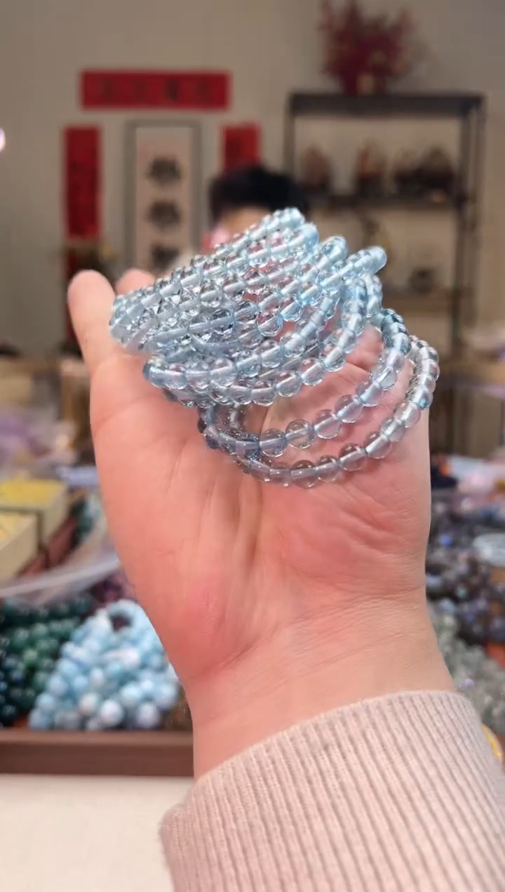 【闪购商品】托帕石手链未镶嵌6mm＋天空蓝托帕石手串（多样性发其一）