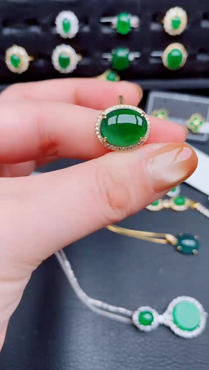 【闪购商品】翡翠戒指银S925镶嵌天然a货翡翠416