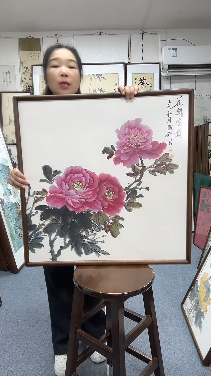国画尺寸70*70实木画框京东包邮手绘
