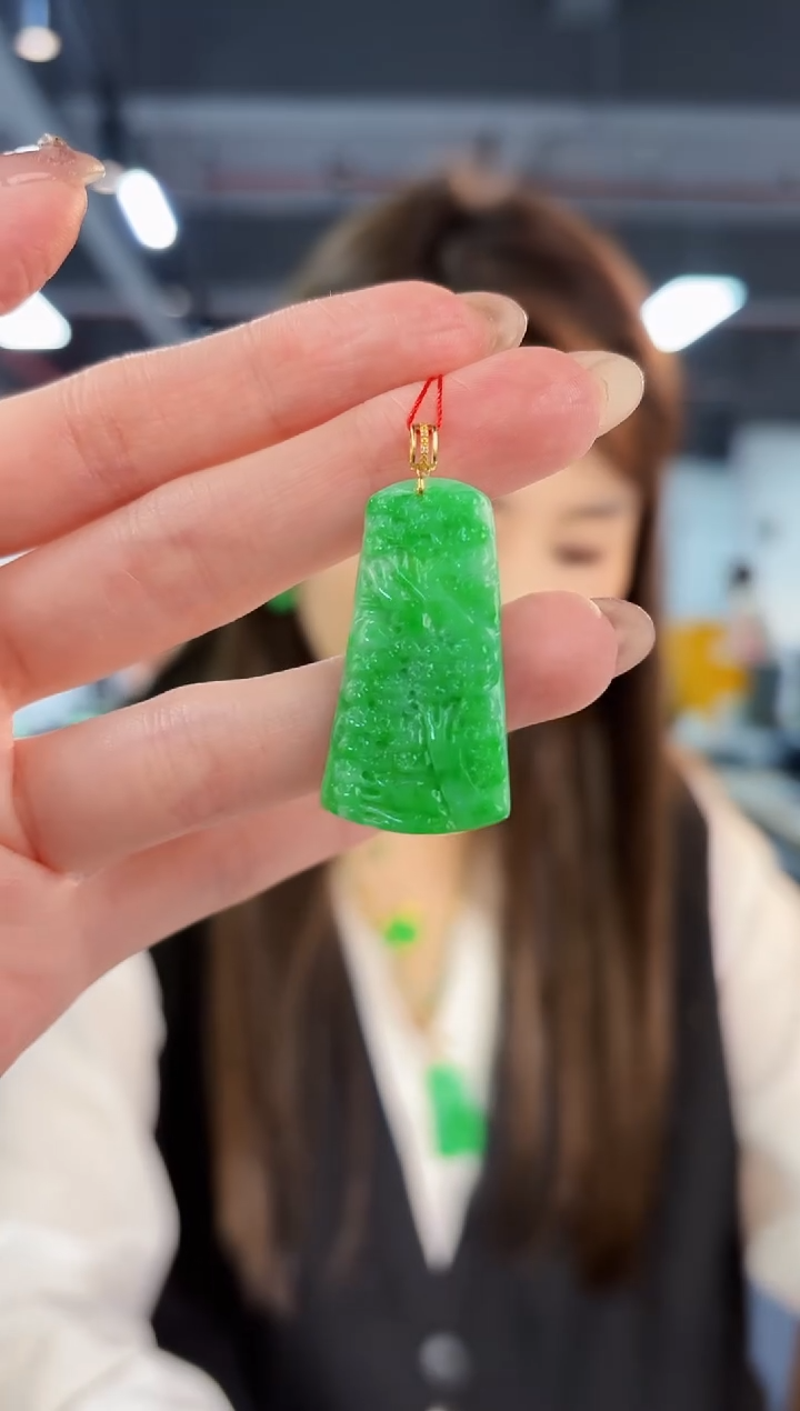 【闪购商品】翡翠颈饰18K金镶嵌 缅料A货/支持复检/一件