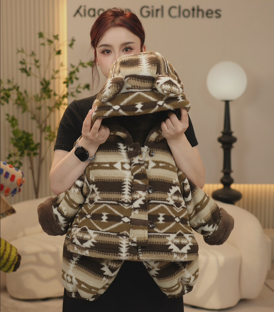 儿童三层加厚睡衣冬季加绒加棉男童家居服连帽休闲风套装