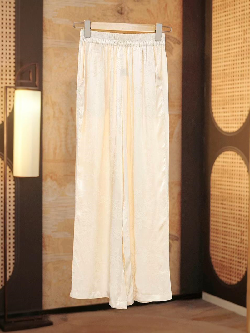 [牡丹花]夏季新款中式阔版直筒裤4004