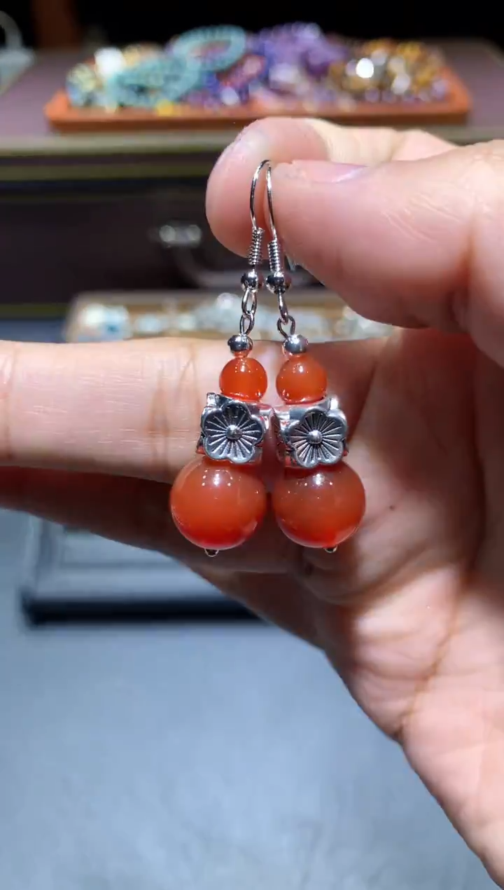 【闪购商品】玛瑙/玉髓耳钉未镶嵌W82（多样性发货只发一个）