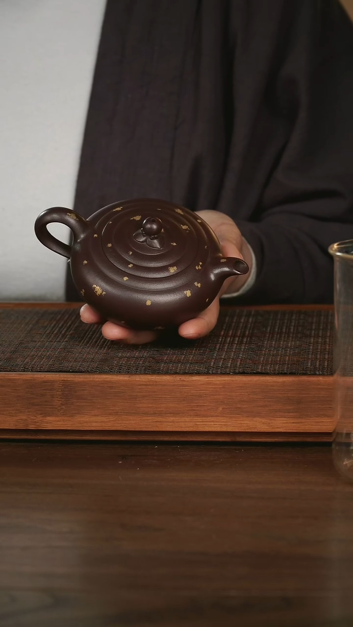 【闪购商品】紫砂茶壶 宝珠虚扁 深井老紫泥 