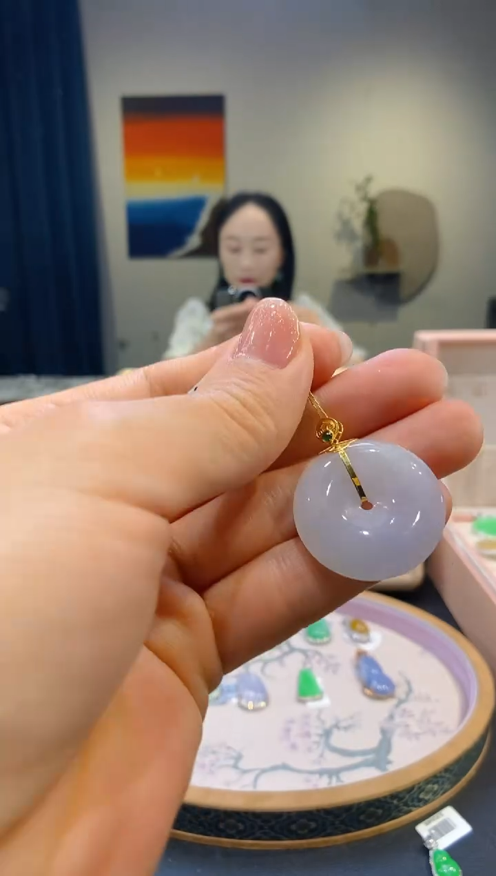 【闪购商品】翡翠18K金镶嵌吊坠(不含链)平安扣