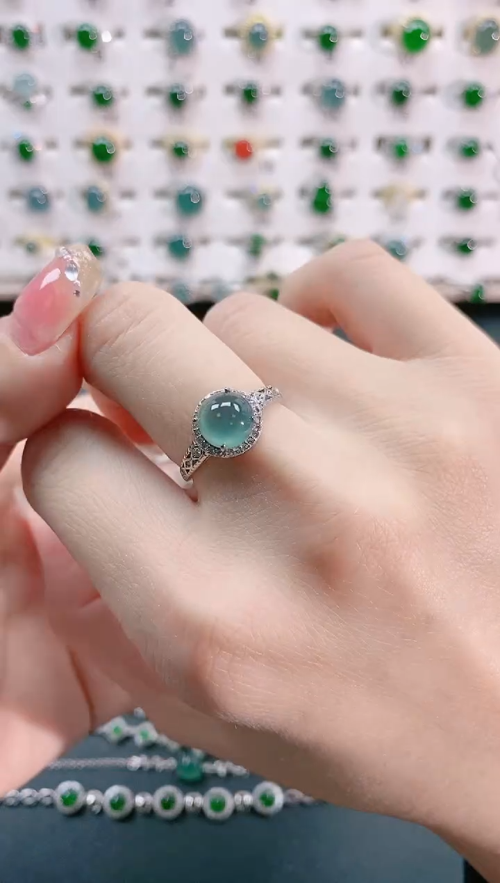 【闪购商品】翡翠戒指银S925镶嵌天然翡翠