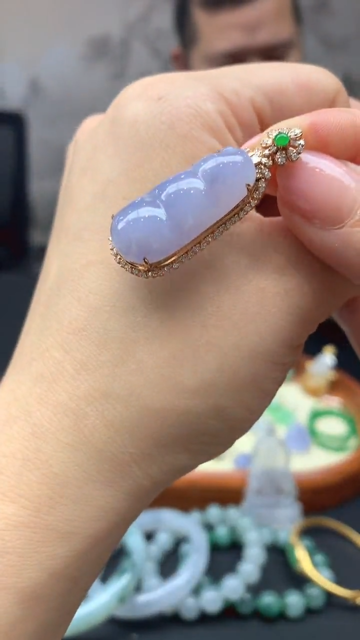 【闪购商品】翡翠颈饰18K金镶嵌6-天然翡翠