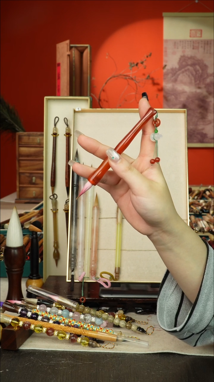 115号闪孤品高货毛笔链接 清水试笔 蘸墨不退