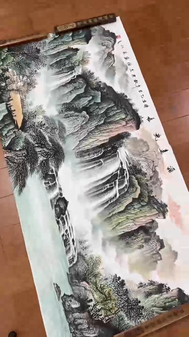 国画【福利，纯手工手绘】蒋文杰山水横幅138*68厘米