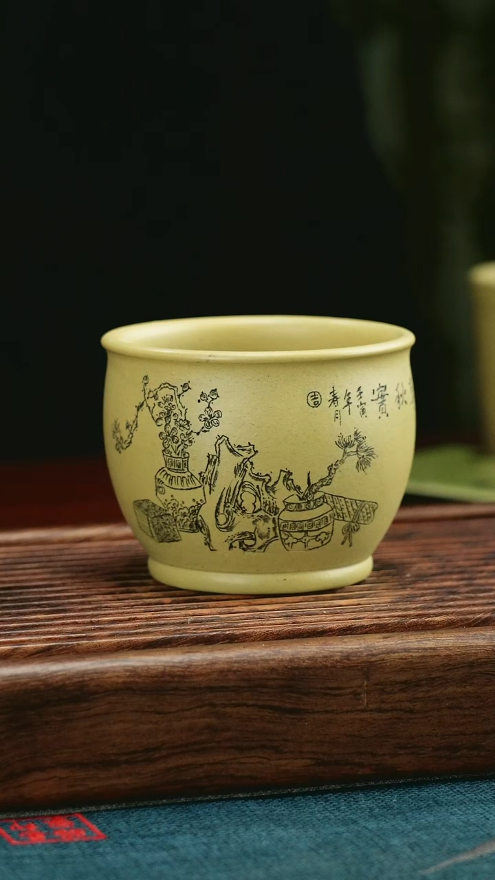 【闪购商品】紫砂茶杯本绿青供