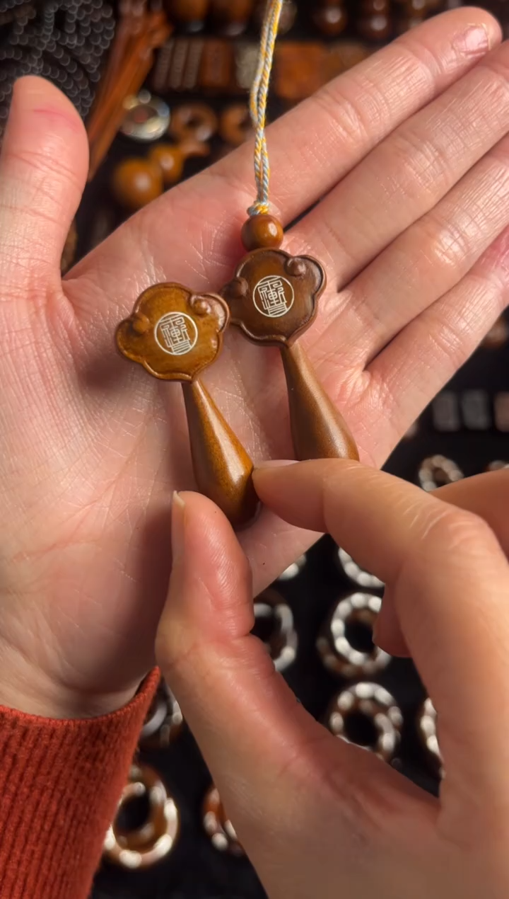 枣木雷击枣木老料镶银紫薇如意