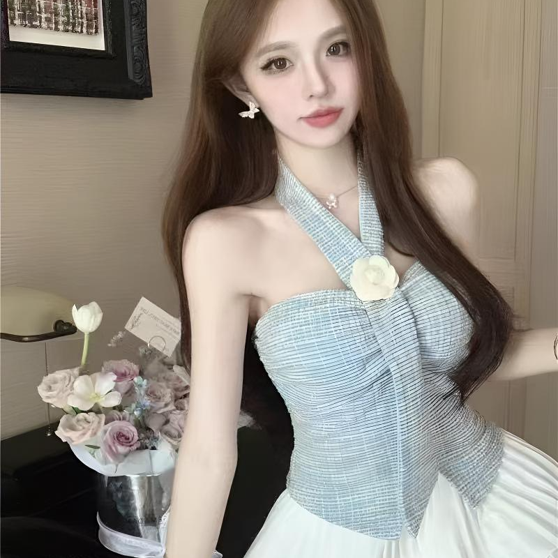 短款辣妹纯欲风气质吊带裹胸