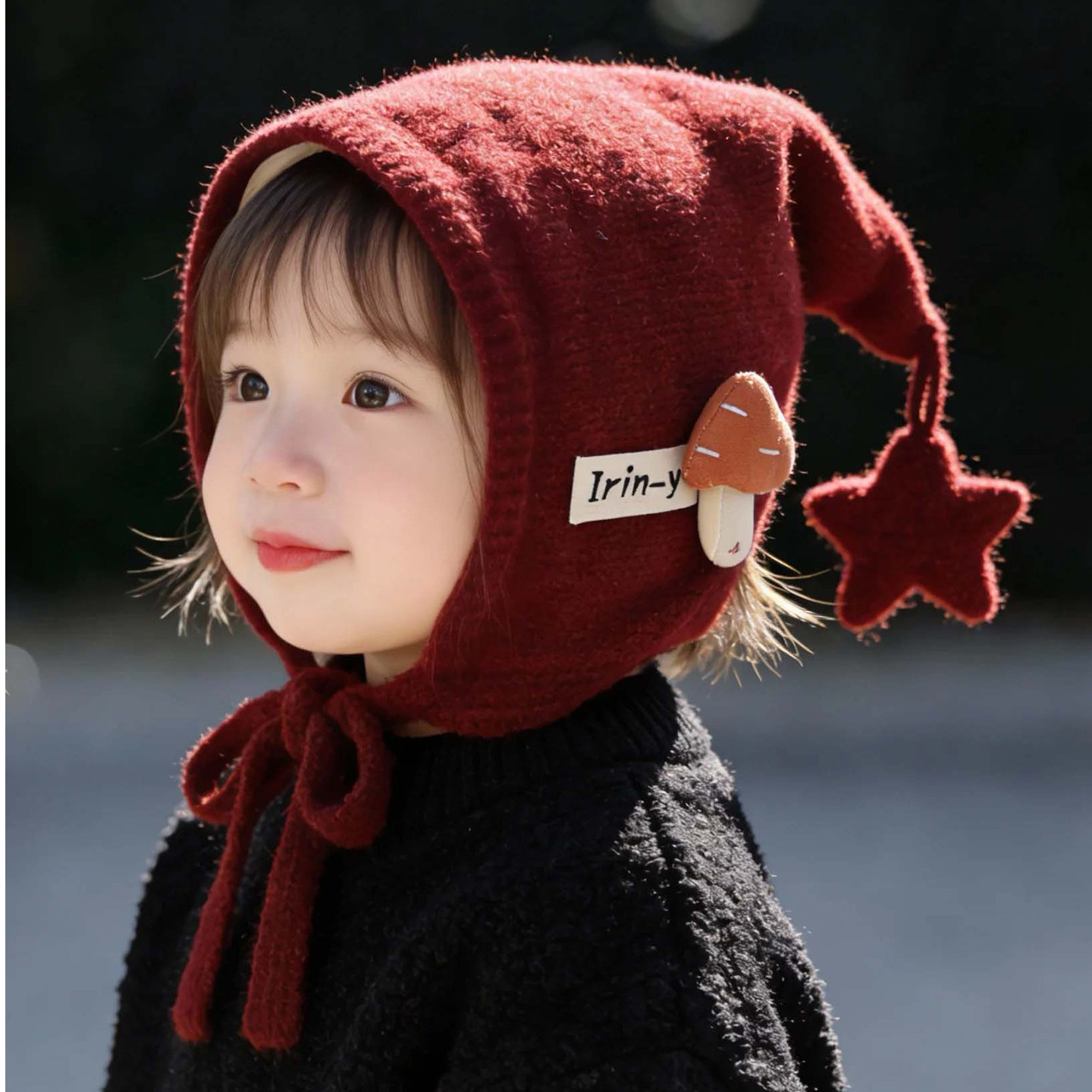 宝宝帽子秋冬季保暖加厚针织护耳精灵帽男女儿童可爱防风毛线帽韩