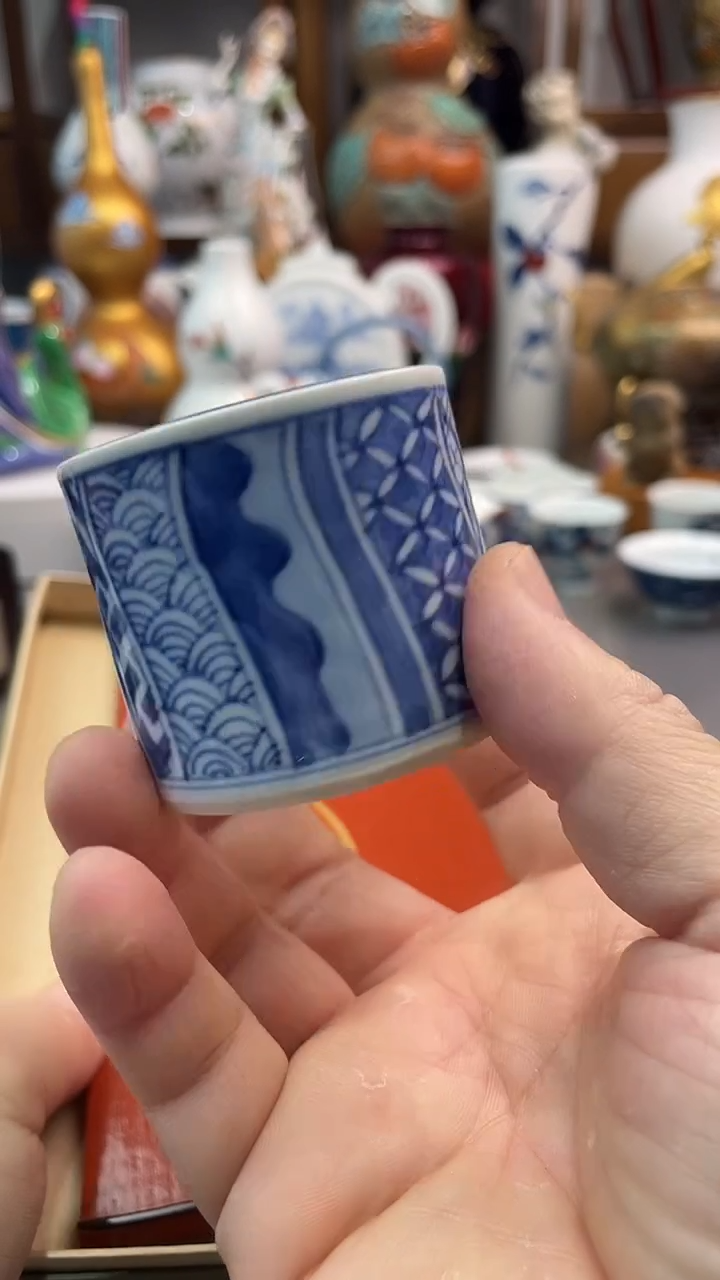 瓷片贝*妈青花盖置一一一