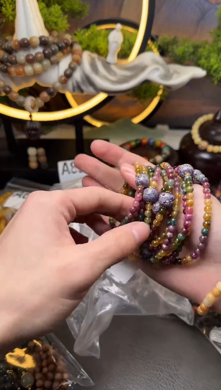 【闪购商品】碧玺手链银S925镶嵌A824 碧玺七彩大漆