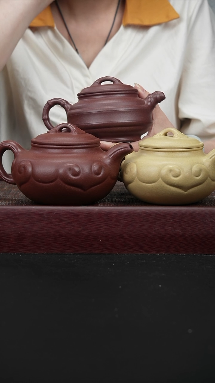 茶壶紫砂全砂竹鼓+本绿大如意+ZFF全砂如意