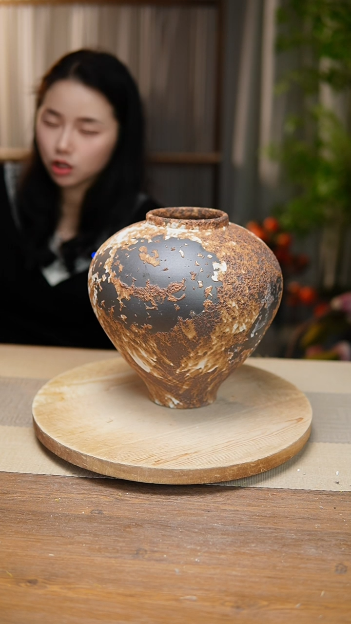 【闪购商品】陶瓷    花器诧寂棕月亮罐