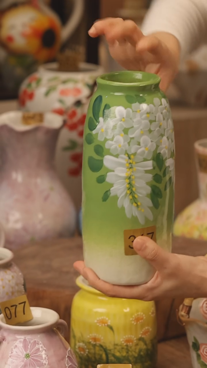 陶瓷景德镇设计师手作花器摆件侘寂风@M367@