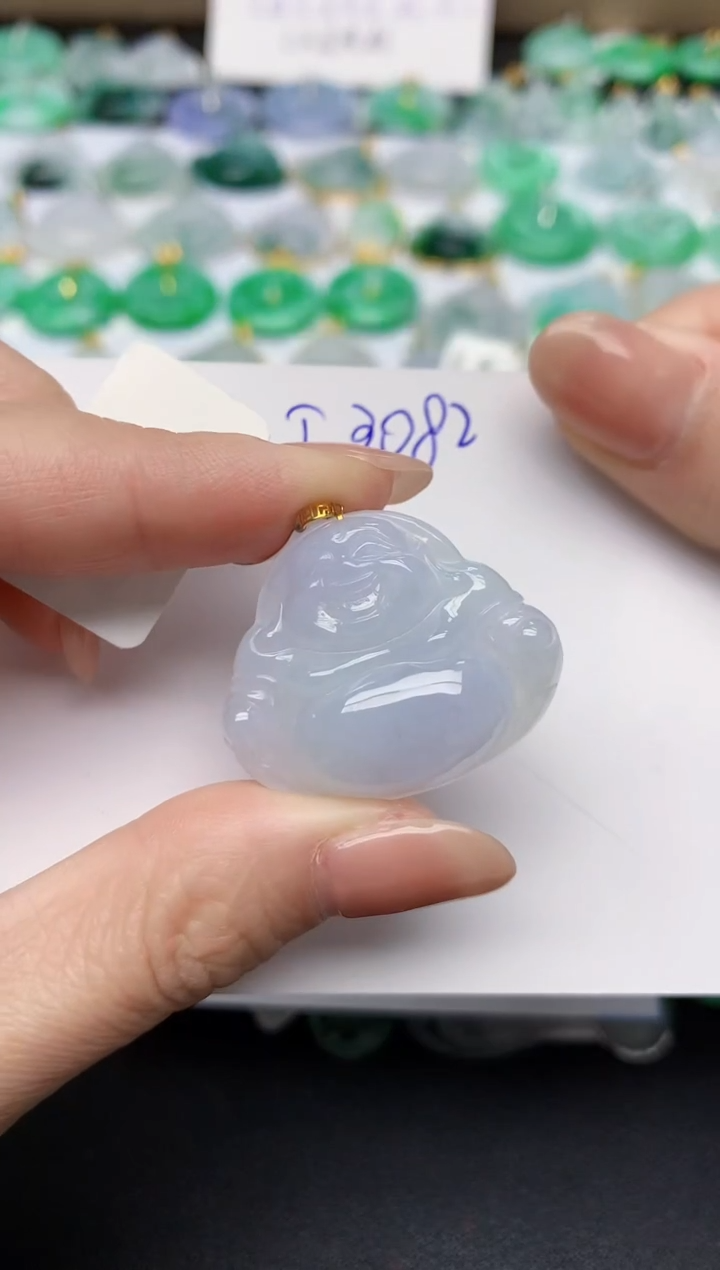 颈饰18K金镶嵌翡翠天然缅甸A货翡翠百元以上9元证书费自理