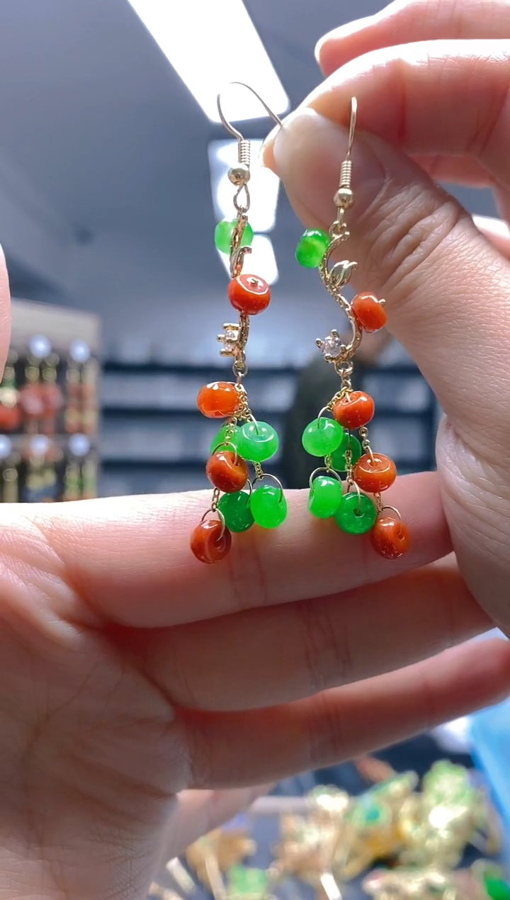 【闪购商品】翡翠耳饰合金0253翡翠耳钩