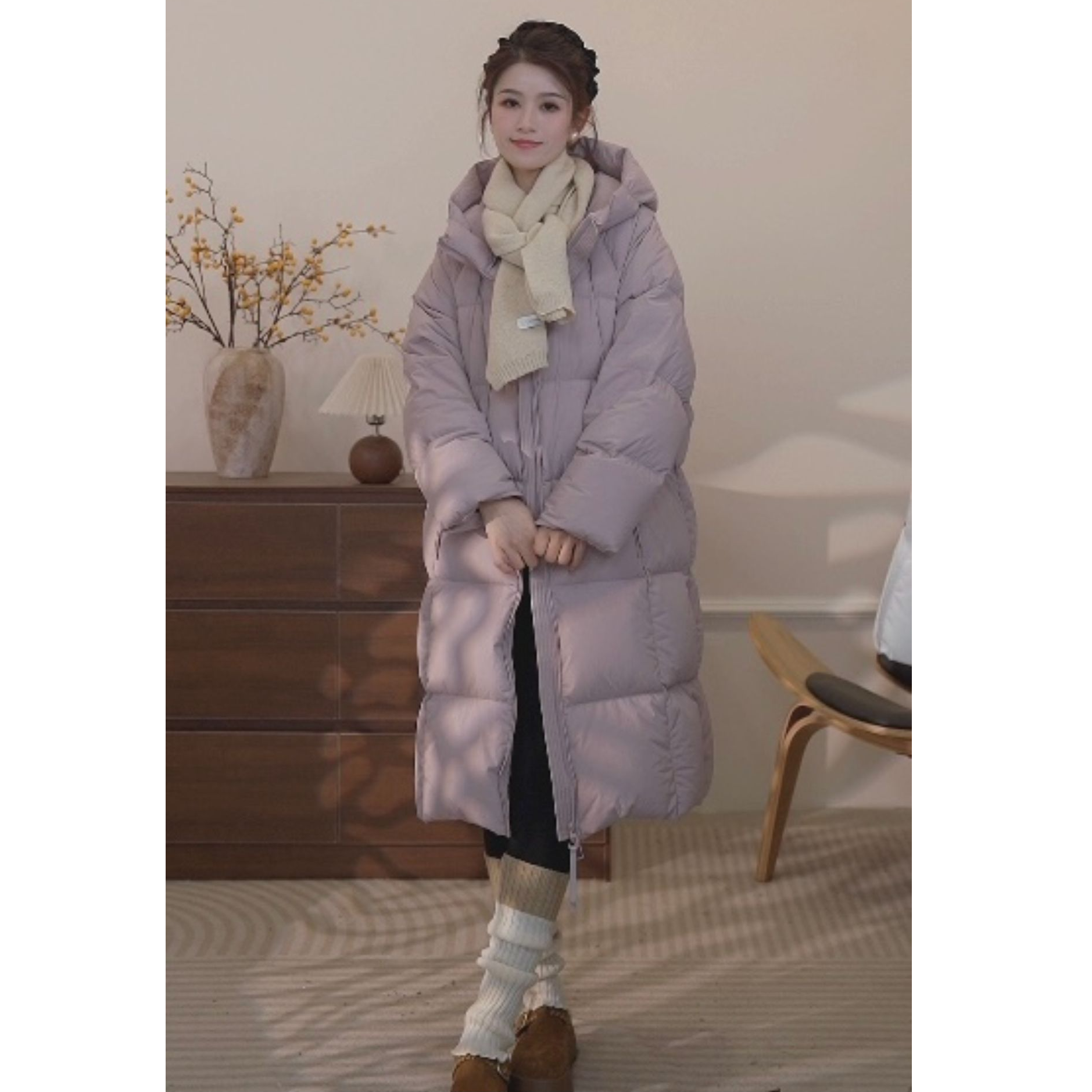 现货福利宠粉 韩版中长款连帽显瘦 羽绒服 女                   