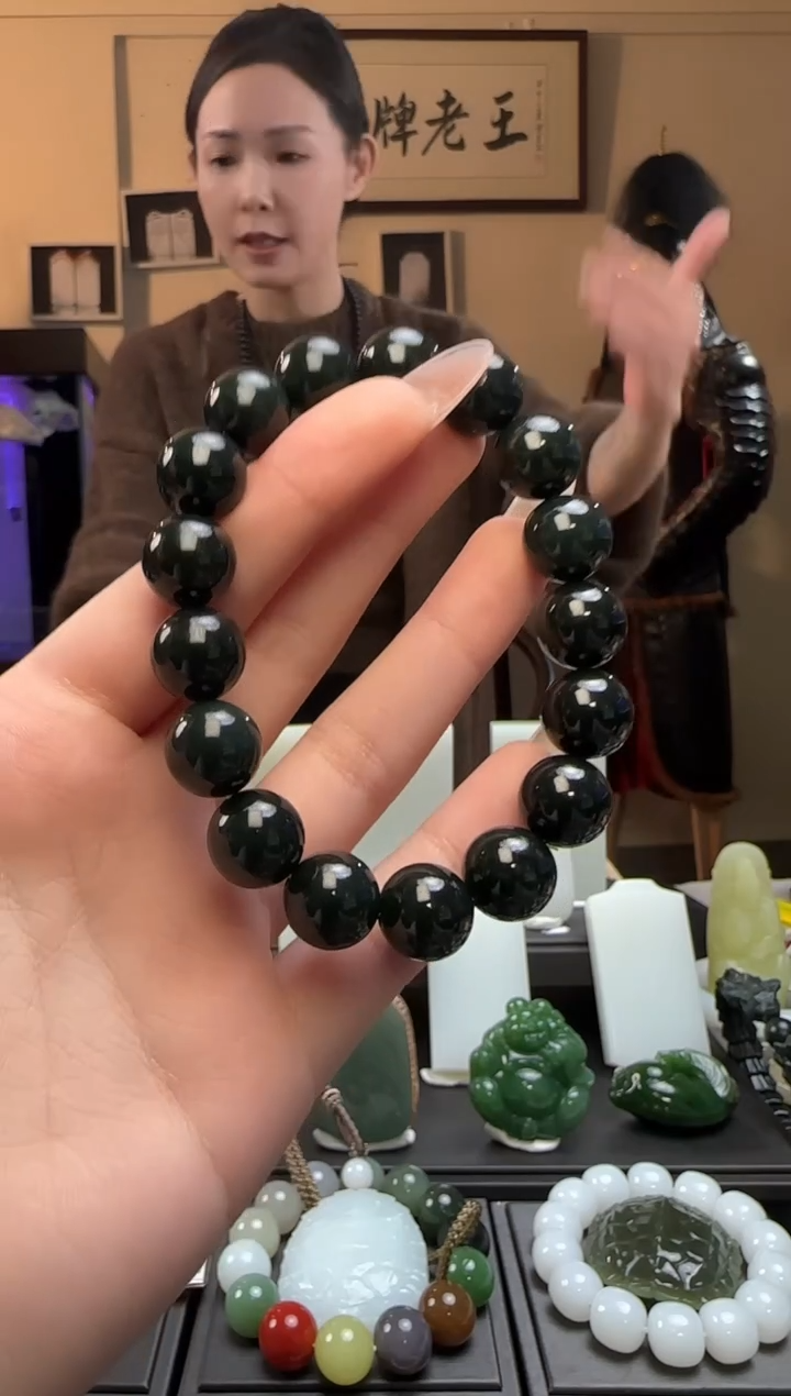 【闪购商品】和田玉青玉圆珠未镶嵌手串