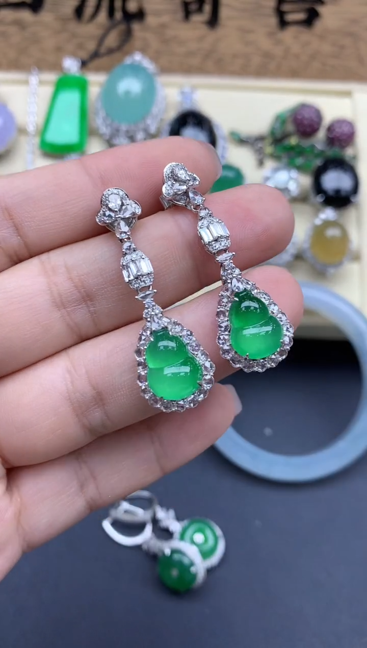 【闪购商品】翡翠耳饰18K金镶嵌814-中国好珍宝