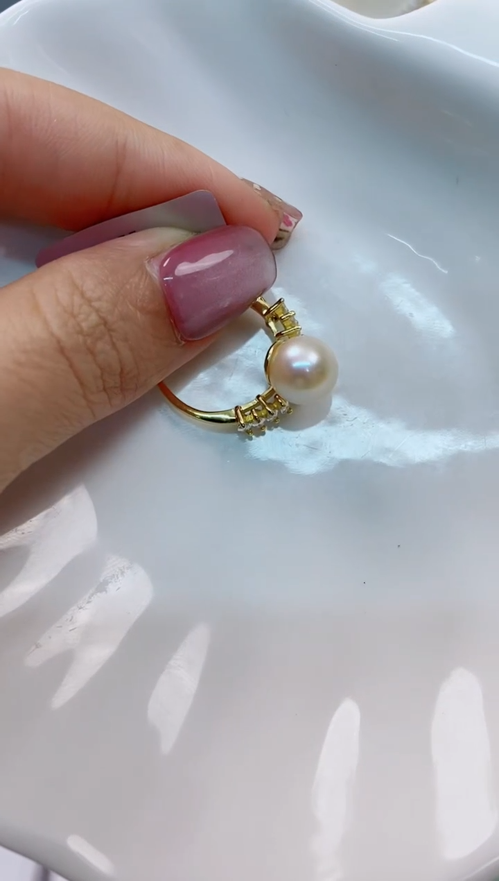 【闪购商品】海水珍珠戒指银S925镶嵌9-10海水珍珠戒指