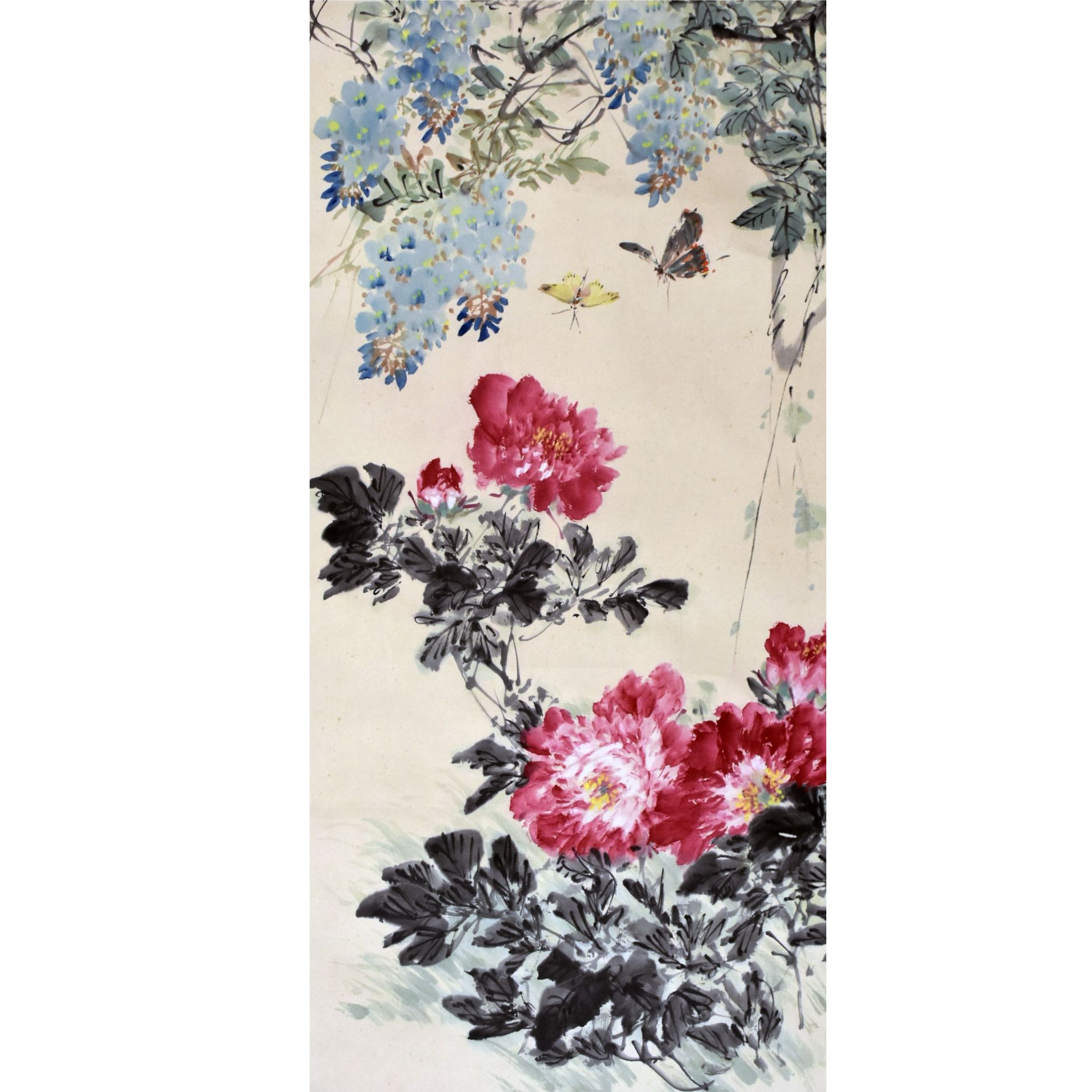 HM0555 牡丹蝴蝶 96×49cm 纸本立轴 4.2平尺