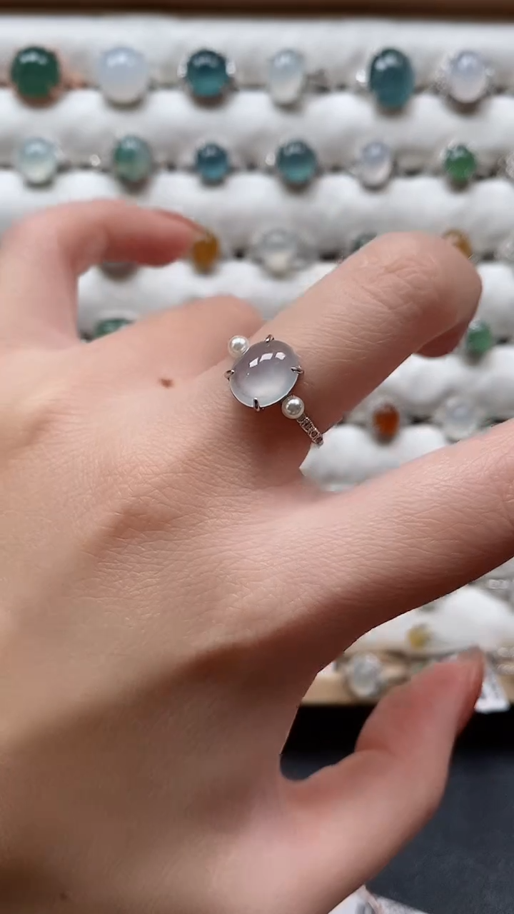 【闪购商品】翡翠戒指银S925镶嵌一物一证一礼盒