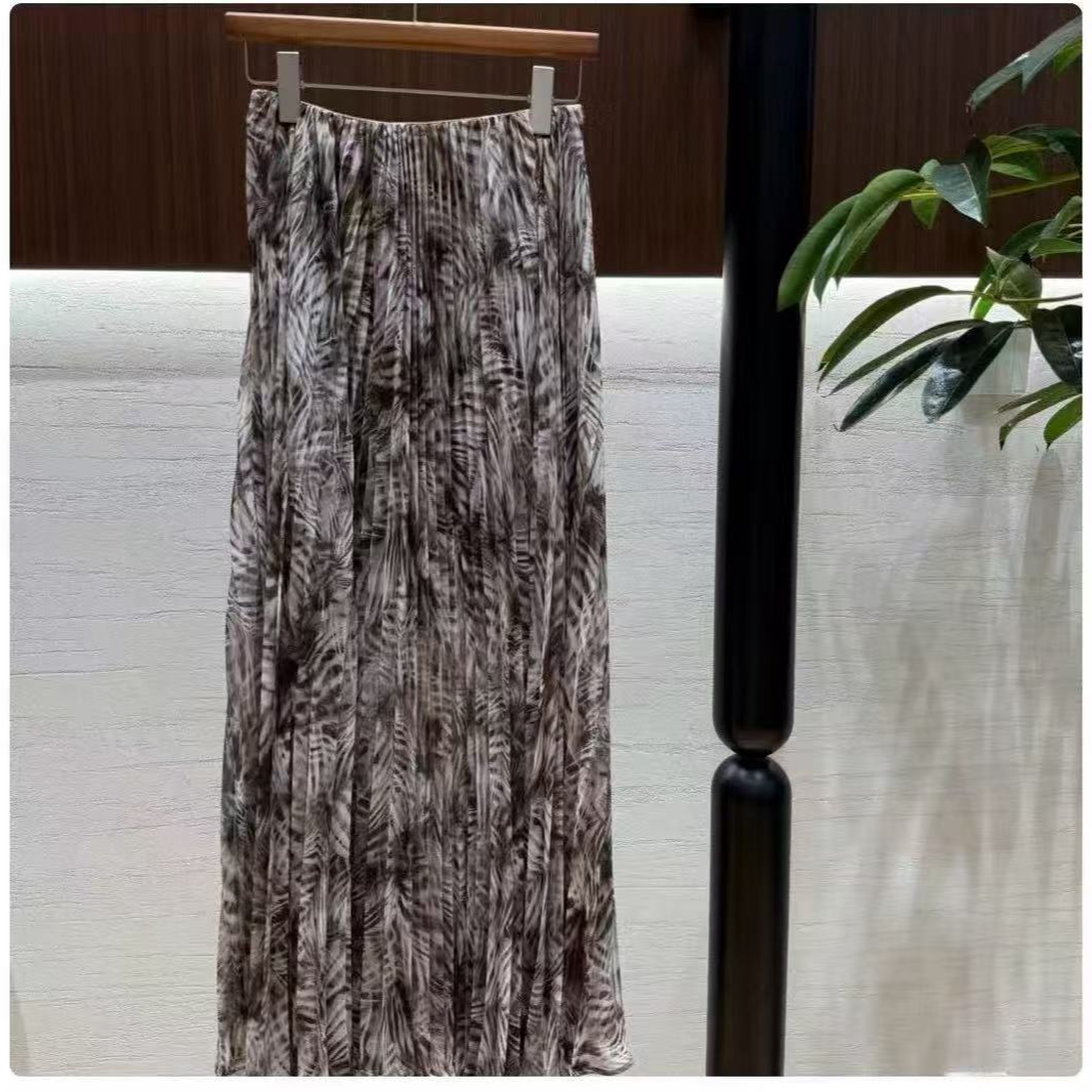 中长裙气质半身裙大摆裙压褶半裙