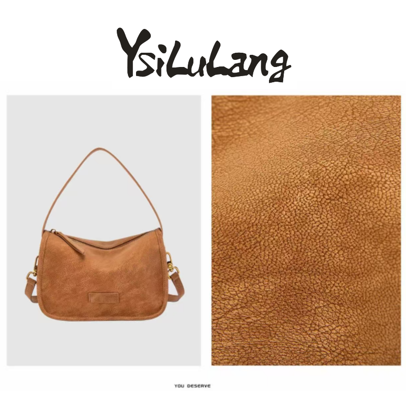 法国YsiLuLang牛皮复古枕头包2025新款高级百搭斜挎单肩通勤女包