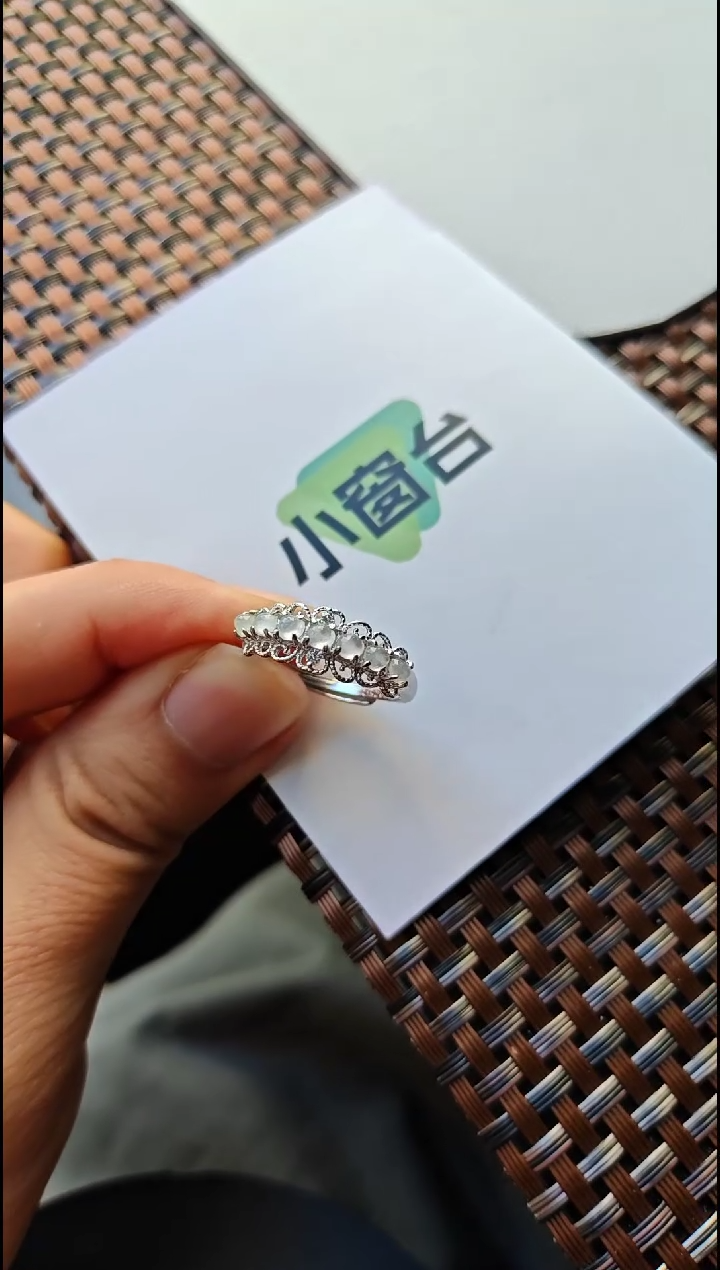 【闪购商品】翡翠戒指银S925镶嵌翡翠戒指S925银镶嵌