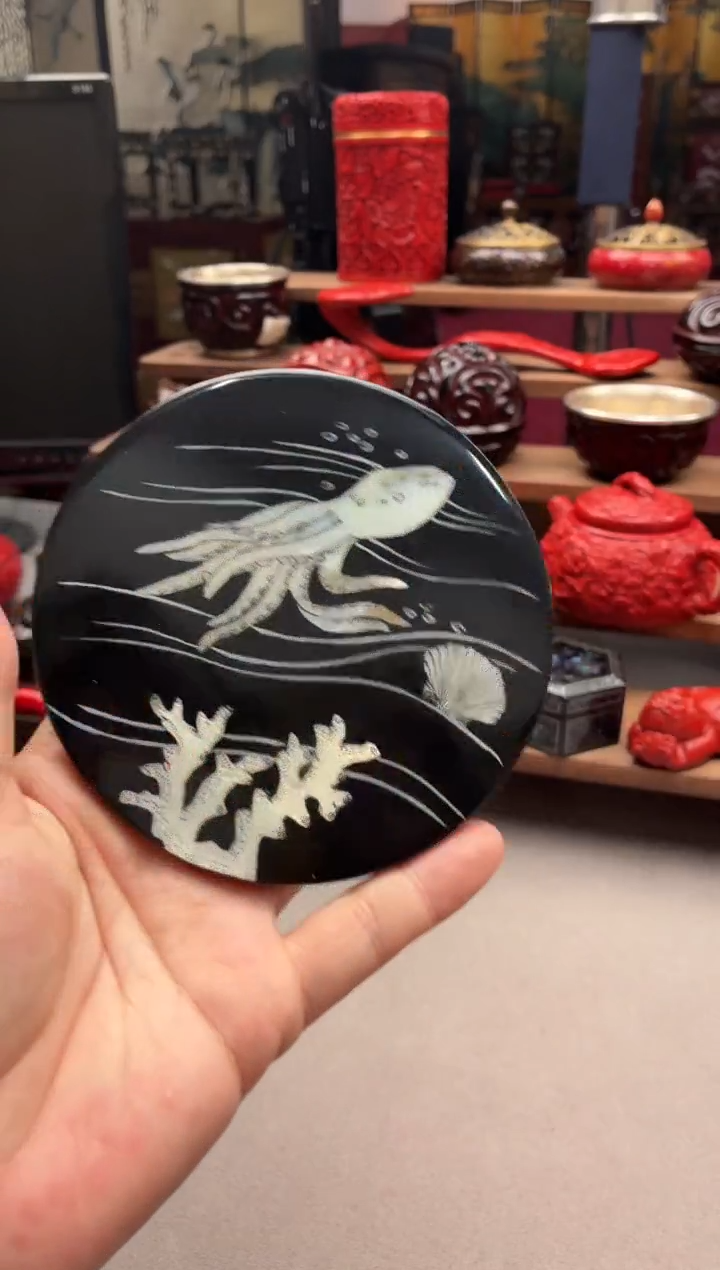 h****j扬州漆器 11.5海底生物台屏