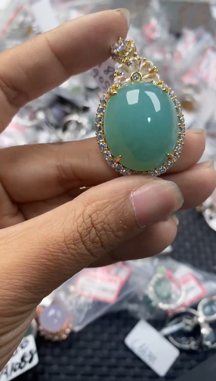 银S925镶嵌戒指翡翠1010---8