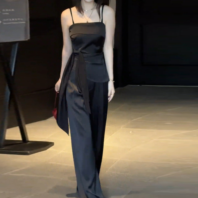 气质女神高级感休闲套装女夏季无袖吊带背心抹胸上衣阔腿裤两件套