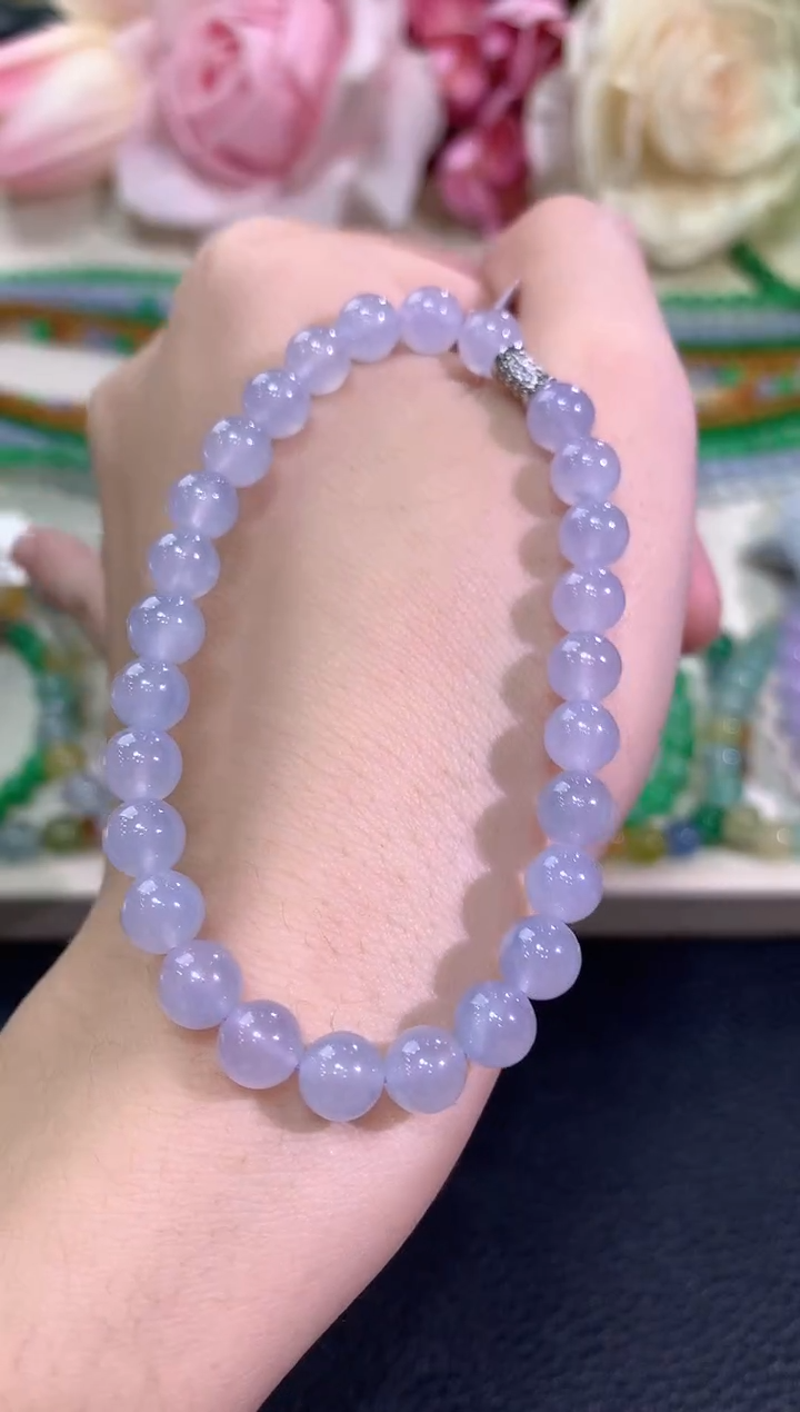 未镶嵌手串翡翠冬日珠宝E124紫货有色差