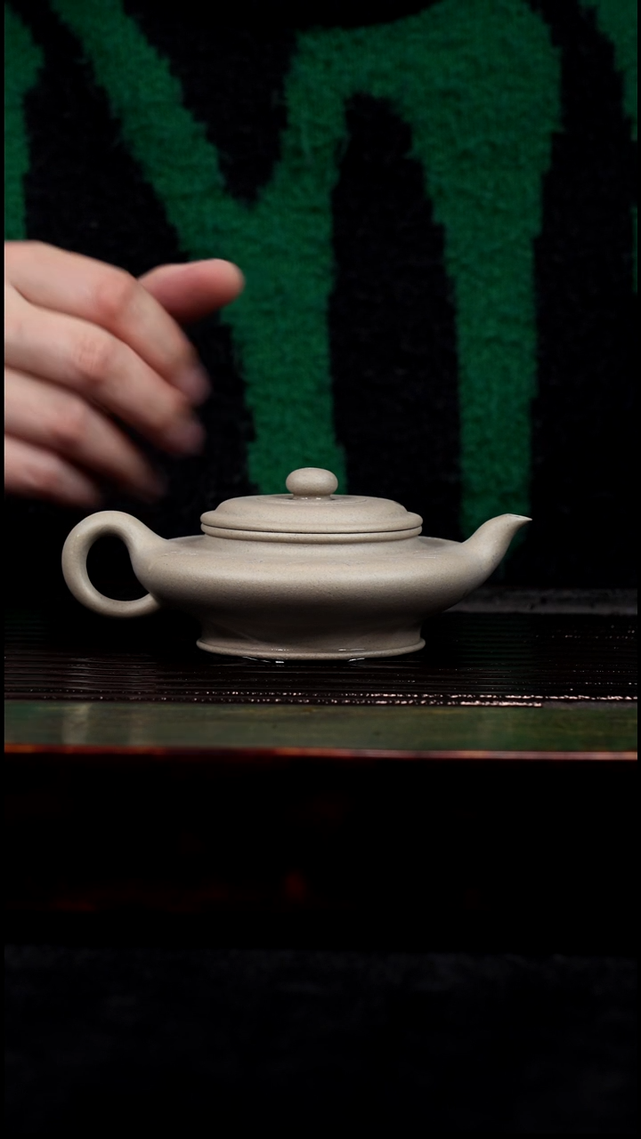 茶壶紫砂精工半手工本绿焐灰虚扁