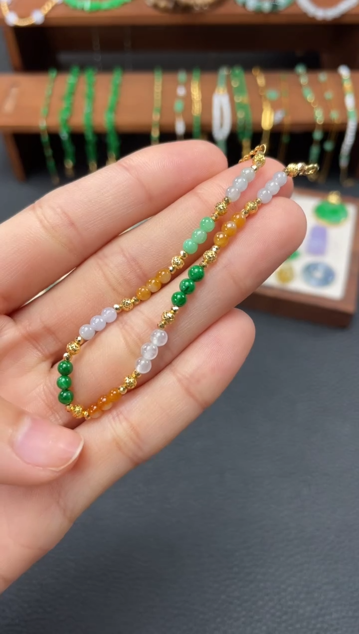 【闪购商品】翡翠套链18K金镶嵌多样性发货一个  JK682