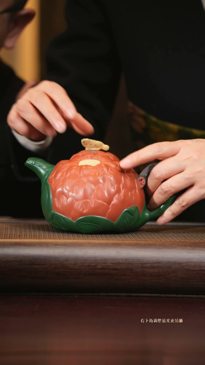 【闪购商品】紫砂茶壶zxj 牡丹 大红泥 670