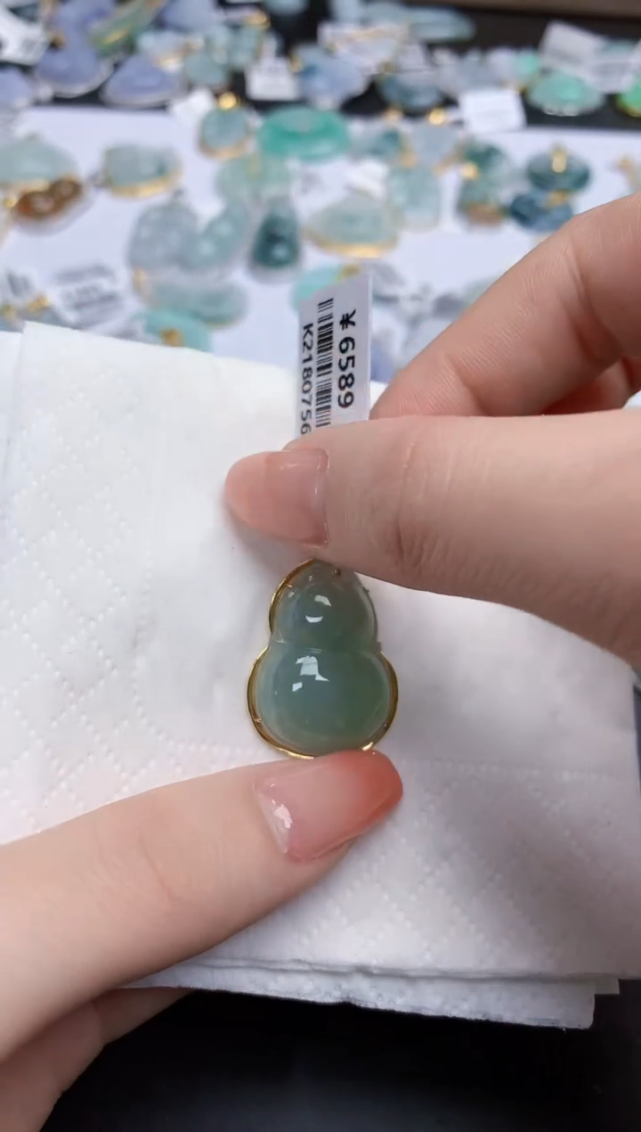 【闪购商品】翡翠颈饰18K金镶嵌天然缅甸翡翠A货