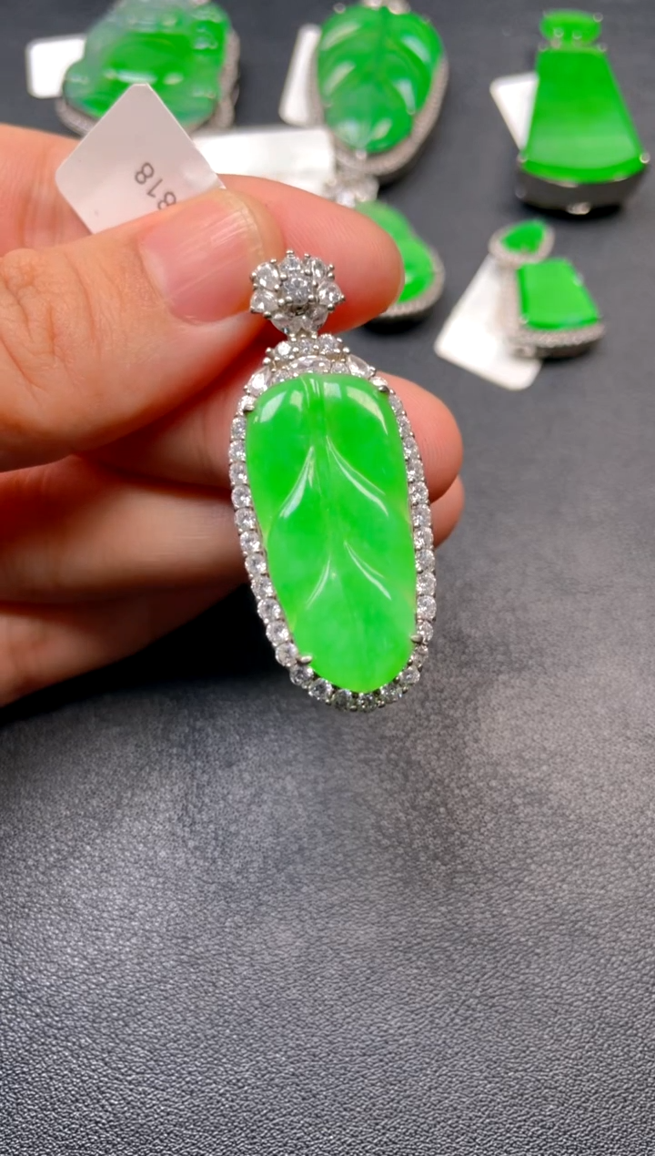 吊坠(不含链)银S925镶嵌翡翠吊坠