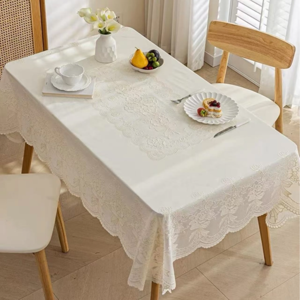 【160X110厘米】米白色防水防滑防烫免洗茶几布餐桌布PVC环保材质