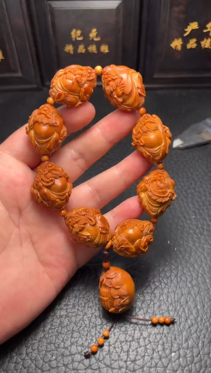 手串/手链橄榄核回血整身立雕骑兽达摩手串