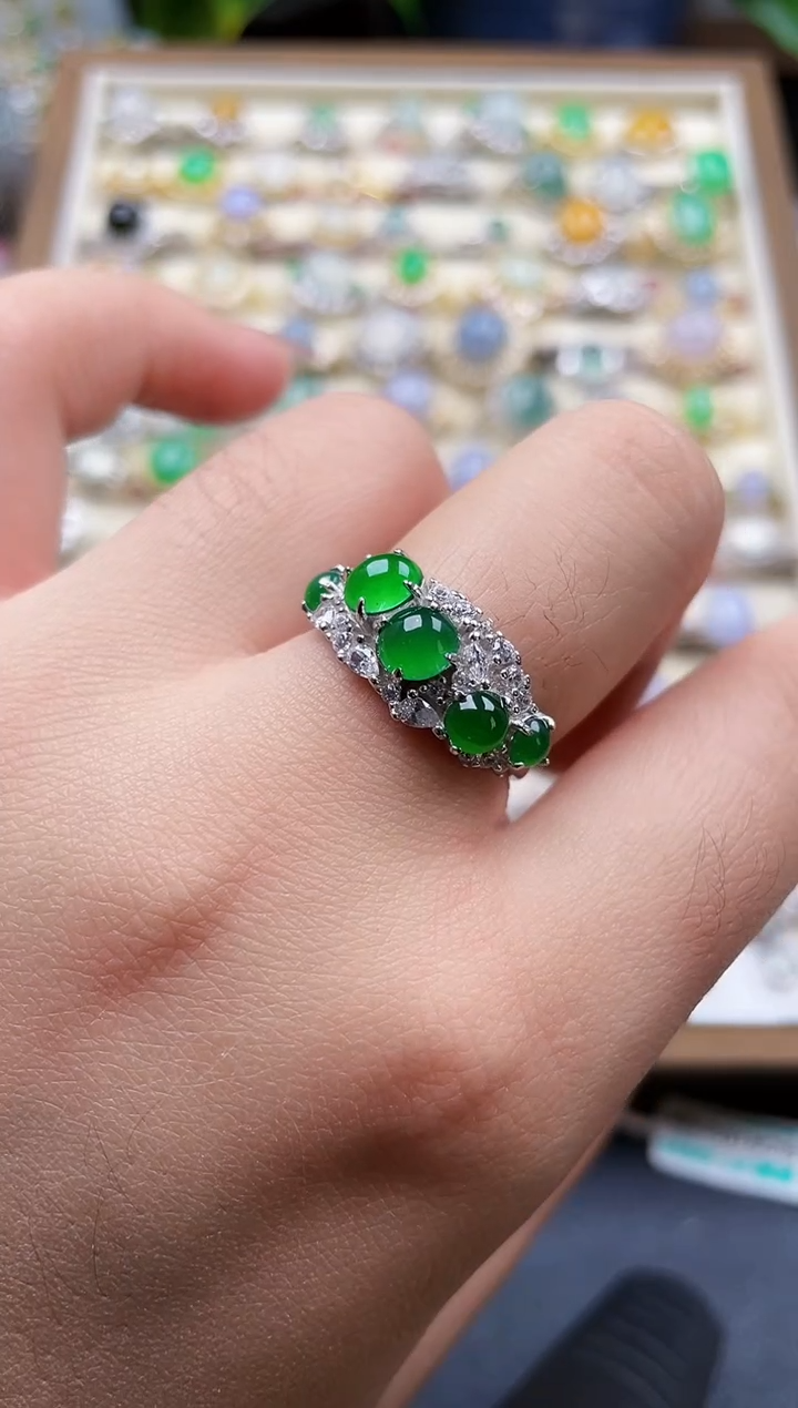 银S925镶嵌戒指翡翠155